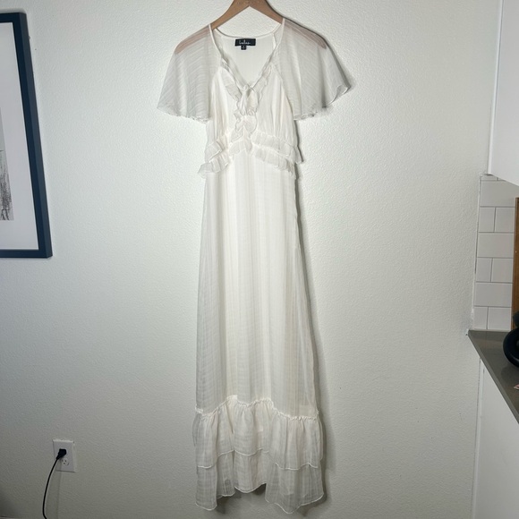 Lulus Sweetest Delight White Ruffled Short Sleeve Maxi - Picture 2 of 6